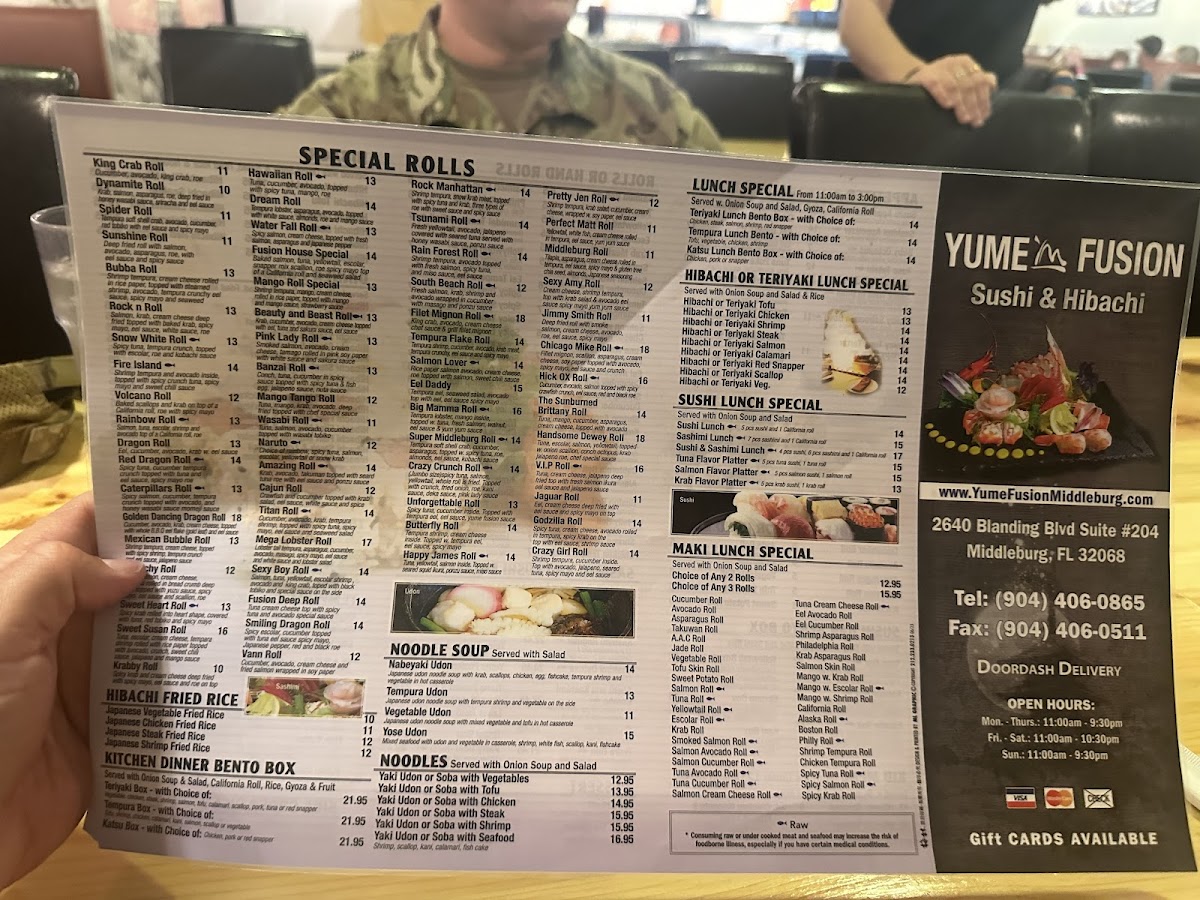 Yume Fusion Sushi & Grill Menu - Image 2